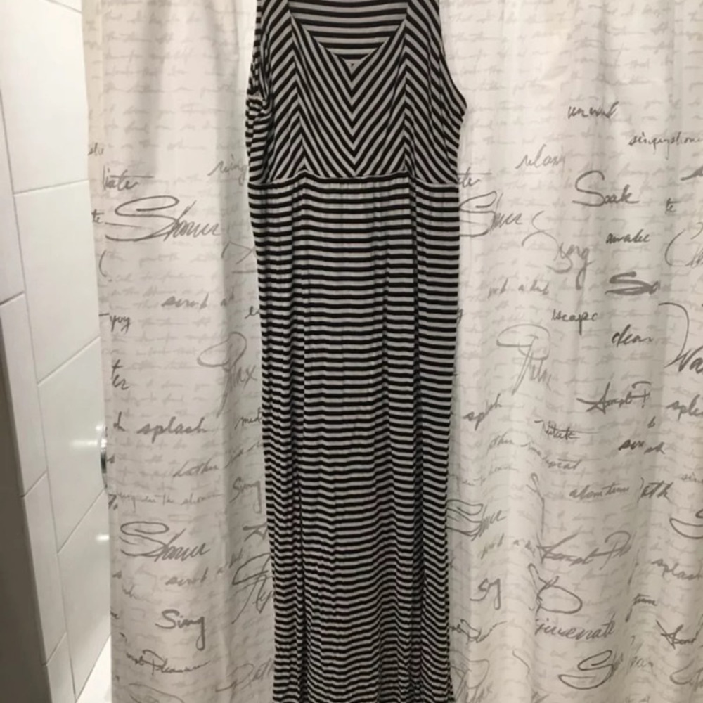 Black and white striped maxi dress